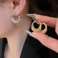 18K Gold Plated Copper Zircon Oval Huggie Earrings For Women Minimalist Luxury Commuter Style view 2
