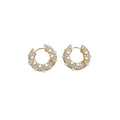 French Vintage Rhinestone Faux Pearl Round Earrings Elegant Light Luxury Geometric Ear Jewelry view 5