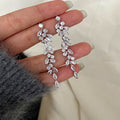 Copper Teardrop Zircon Tassel Stud Earrings With Silver Needle, Playful Geometric Style view 1