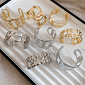 Light Luxury Iron Hollow Open Cuff Bangle With Round Fashion OL Design view 2