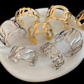 Light Luxury Iron Hollow Open Cuff Bangle With Round Fashion OL Design view 4