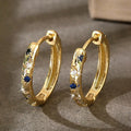 Vintage Star And Moon Hoop Earrings, Korean Style Micro Pave Zircon Niche Design Jewelry view 1