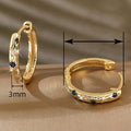 Vintage Star And Moon Hoop Earrings, Korean Style Micro Pave Zircon Niche Design Jewelry view 4