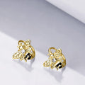 Korean Fresh Bee Enamel Stud Earrings For Women, Forest Vacation Style Wax Set Zircon Jewelry view 3
