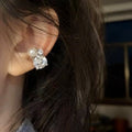 Geometric Faux Pearl Zircon Light Bulb Clip-on Earrings, Minimalist No-Piercing Ear Cuffs view 3
