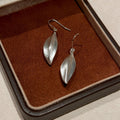 Brushed Metal Leaf Drop Earrings Geometric Ear Hook Minimalist Trendy Statement Jewelry view 3