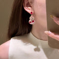 Chic Copper Zircon Hollow Gourd Stud Earrings New Chinese Retro Geometric Ethnic Style Jewelry view 4