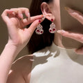 Chic Copper Zircon Hollow Gourd Stud Earrings New Chinese Retro Geometric Ethnic Style Jewelry view 2