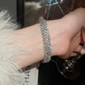 Copper Rhinestone Round Tassel Bangle Minimalist European Geometric Statement Bracelet view 4