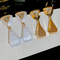 Light Luxury Metal Geometric Triangle Rhombus Rhinestone Stud Earrings For Women view 1