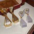 Light Luxury Metal Geometric Triangle Rhombus Rhinestone Stud Earrings For Women view 3