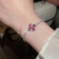 Korean Style Sparkling Zircon Flower Copper Bangle For Women Light Luxury Fashion Jewelry view 3
