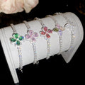 Korean Style Sparkling Zircon Flower Copper Bangle For Women Light Luxury Fashion Jewelry view 2