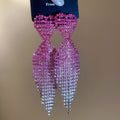 Copper Heart Rhinestone Tassel Drop Earrings With Silver Pins, Statement European Style view 4