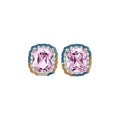 Copper Zircon Square Flower Stud Earrings, Elegant Palace Light Luxury Geometric Design view 5