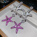 Copper Zircon Starfish Pendant Drop Earrings For Women, European Light Luxury Style view 4
