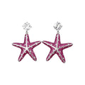 Copper Zircon Starfish Pendant Drop Earrings For Women, European Light Luxury Style view 5