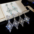 Alloy Rhinestone Rhombus Flower Earrings, Elegant European Court Style Light Luxury Jewelry view 1