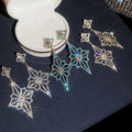 Alloy Rhinestone Rhombus Flower Earrings, Elegant European Court Style Light Luxury Jewelry view 3