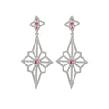 Alloy Rhinestone Rhombus Flower Earrings, Elegant European Court Style Light Luxury Jewelry view 5