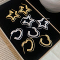 Copper Double Layer Star Heart Stud Earrings Minimalist Daily Commuter Versatile Jewelry view 1