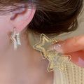 Copper Double Layer Star Heart Stud Earrings Minimalist Daily Commuter Versatile Jewelry view 4