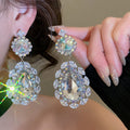 Copper Teardrop Stud Earrings With Rhinestone Palace Style Luxury Statement Design For Women view 2