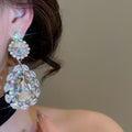 Copper Teardrop Stud Earrings With Rhinestone Palace Style Luxury Statement Design For Women view 4