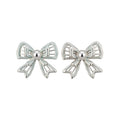 Sweet Bow Faux Pearl Stud Earrings With Silver Pins Enamel Dopamine Light Luxury Style view 5