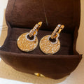 18K Gold Plated Copper Zircon Round Hoop Drop Earrings Playful Geometric Light Luxury Jewelry view 3