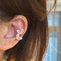 Korean Style Copper Zircon Heart Double Layer Clip-on Earrings Minimalist No-Piercing Ear Cuffs view 3