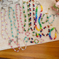 Dopamine Color Faux Crystal Beaded Flower Jewelry Set Fresh Forest Style Necklace Bracelet Ring view 1