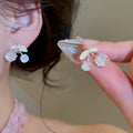 Copper Cherry Stud Earrings With Enamel Drip And Zircon, Elegant Light Luxury Fruit Jewelry view 4