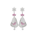 Vintage Copper Zircon Flower Teardrop Drop Earrings With Silver Needle Posts For Women view 5