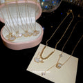 14K Gold Plated Copper Zircon Mother Of Pearl Leaf Necklace Elegant Minimalist Choker view 3