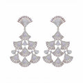 Light Luxury Copper Ginkgo Leaf Zircon Stud Earrings With Silver Pins For Women view 5