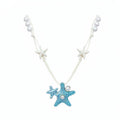Summer Seashell Starfish Faux Pearl Necklace Cute Sweet Beach Vacation Collar for Women view 5