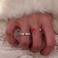 Cartoon Enamel Star Strawberry Open Ring For Women view 3