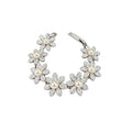 Luxury Floral Zircon Faux Pearl Bracelet Stud Earrings Ring Jewelry Set view 5