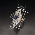 Two Tone Old Money Style Metal Micro Pave Ring For Women, Faux Sapphire Evening Jewelry view 4