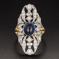 Two Tone Old Money Style Metal Micro Pave Ring For Women, Faux Sapphire Evening Jewelry view 5