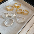 18K Gold Plated Copper Wrinkle Round Hoop Earrings With Silver Posts, Luxury European Style view 4