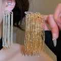 Firework Crystal Long Tassel Drop Earrings With Silver Needle, Geometric European Style Women's Jewelry view 1