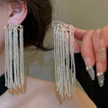 Firework Crystal Long Tassel Drop Earrings With Silver Needle, Geometric European Style Women's Jewelry view 3