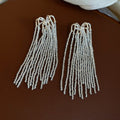 Firework Crystal Long Tassel Drop Earrings With Silver Needle, Geometric European Style Women's Jewelry view 4