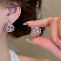 Alloy Rhinestone Triangle Hollow Clip-on Earrings, Minimalist Light Luxury Geometric Jewelry view 4