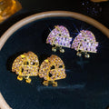 Alloy Rhinestone Triangle Hollow Clip-on Earrings, Minimalist Light Luxury Geometric Jewelry view 3