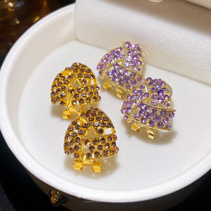 Alloy Rhinestone Triangle Hollow Clip-on Earrings, Minimalist Light Luxury Geometric Jewelry