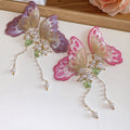 Vacation Style Embroidered Butterfly Zircon Faux Pearl Stud Earrings With Silver Posts view 2