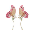 Vacation Style Embroidered Butterfly Zircon Faux Pearl Stud Earrings With Silver Posts view 5